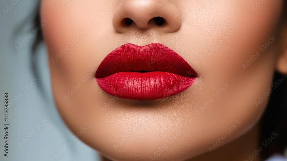 Fototapeta premium Woman with red lipstick on her lips