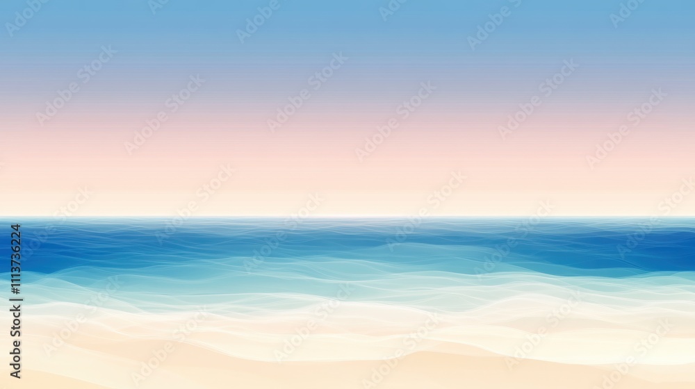Fototapeta premium A serene ocean view featuring gentle waves under a pastel sky, ideal for relaxation and inspiration.