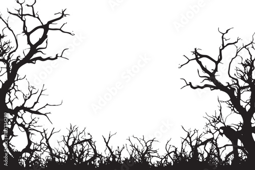Dead Trees Silhouette: Spooky Halloween Border