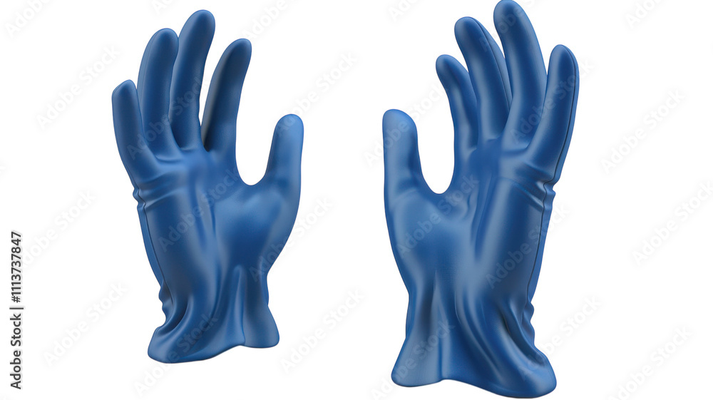 Fototapeta premium High-Quality Blue Nitrile Gloves Isolated for Medical and Industrial Use