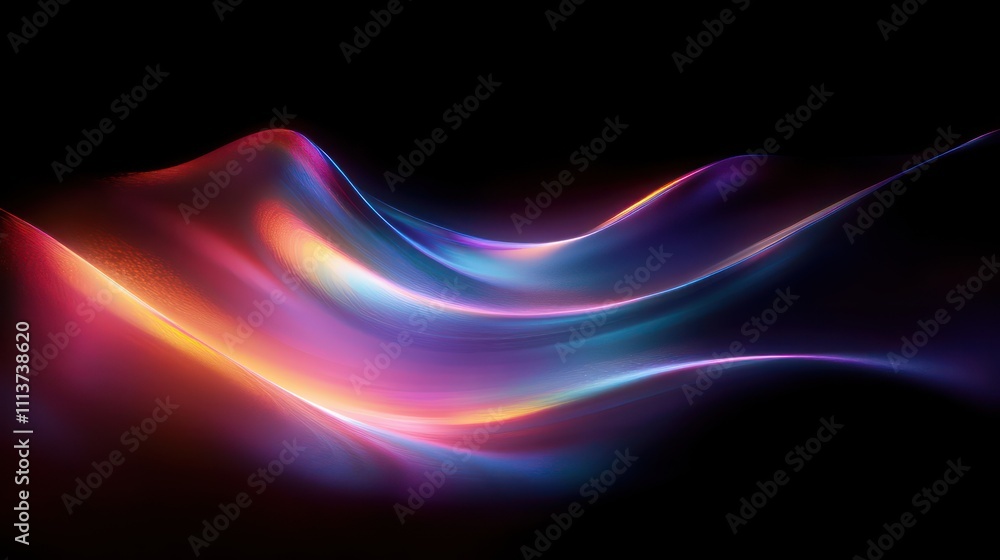 Fototapeta premium Vibrant Abstract Iridescent Background with Smooth Curved Lines and Soft Glowing Effects