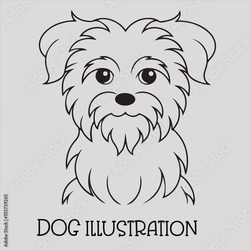 A simple Yet Elegant Black Silhouette Line Art of a shih Dog Illustration