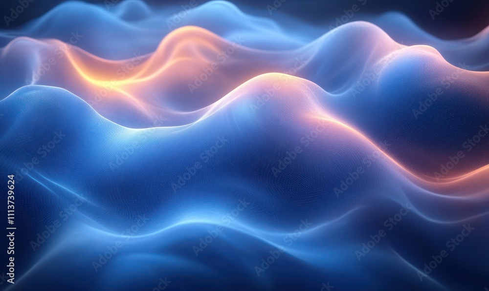 Obraz premium Dynamic Abstract Scene with Swirling Blue Shapes and Neon Lighting