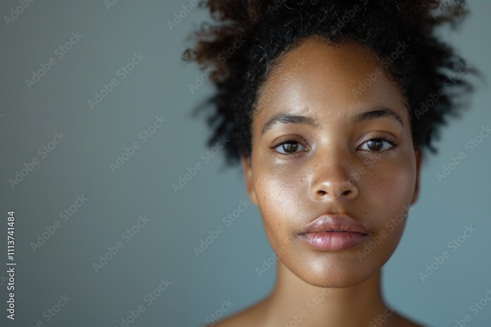 cute african american girl without makeup on plain background cute african american girl without makeup on plain background