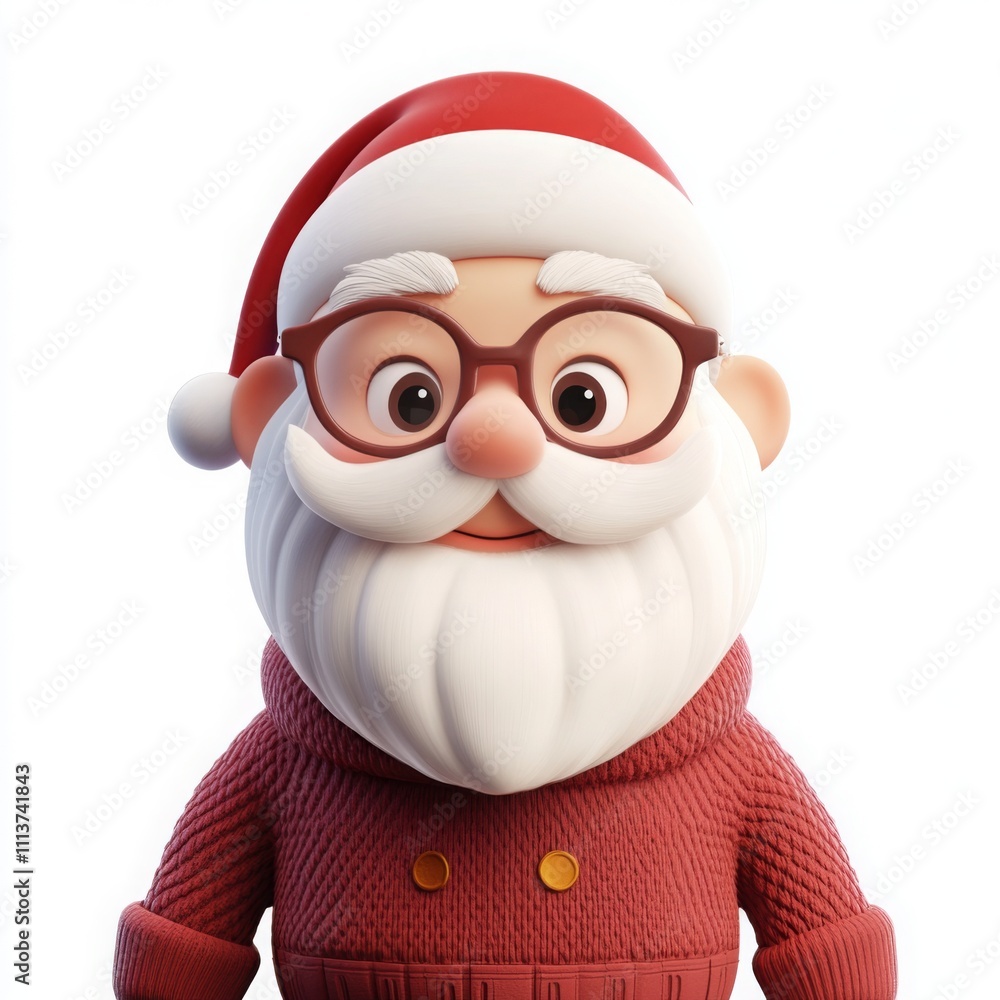3D cartoon rendering of Santa Claus isolated on a white background 3D cartoon rendering of Santa Claus isolated on a white background
