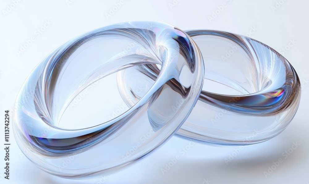 Abstract Design of Intertwining Transparent Rings with Soft Lighting and Gentle Reflections Abstract Design of Intertwining Transparent Rings with Soft Lighting and Gentle Reflections