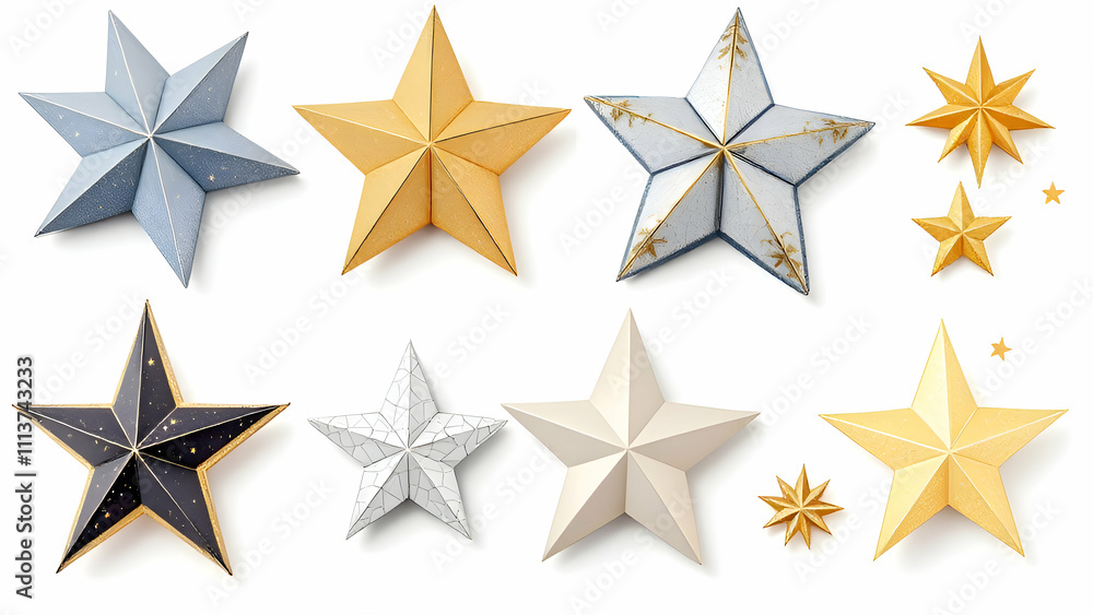 Set of golden stars on white background Set of golden stars on white background