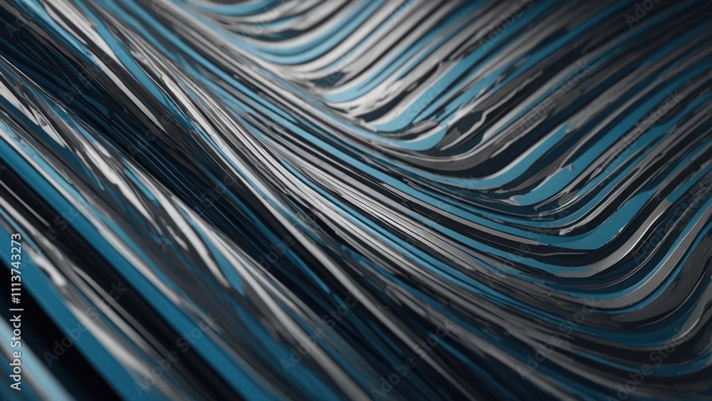 Obraz premium Close-Up of Abstract Wavy Stripes with Metallic Texture Illustration