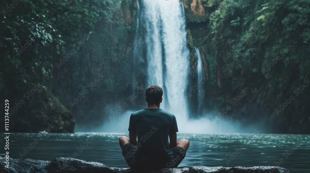 Tranquility by the Waterfall: A Moment of Peace in Nature's Embrace Tranquility by the Waterfall: A Moment of Peace in Nature's Embrace