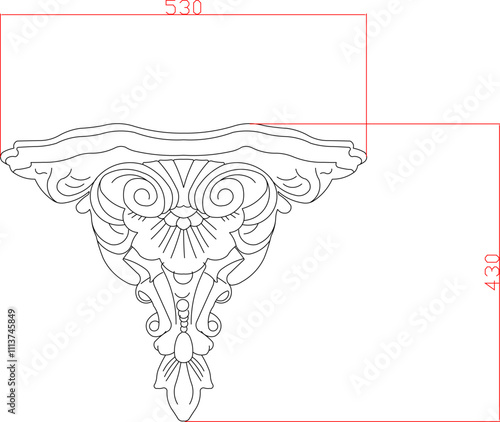 vector sketch illustration silhouette detailed design Neoclassical Style Decor vintage with size scale 