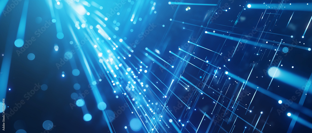 Dynamic blue streaks of light create a futuristic technological backdrop. Dynamic blue streaks of light create a futuristic technological backdrop.