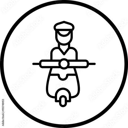 Police Officer On Scooter Icon Style