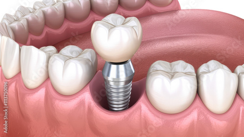 Dental Implant 3D Model Isolated on White Background for Medical Use