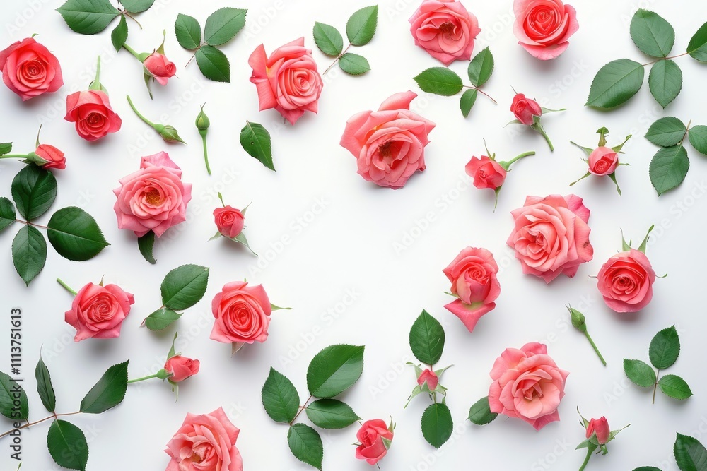 English rose composition on white background for special occasions. English rose composition on white background for special occasions.
