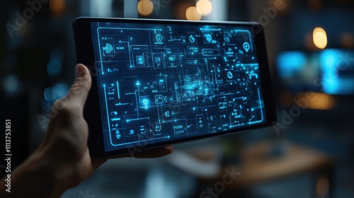 smart home control concept remote home control online home automation system holding smart home technology on virtual scree