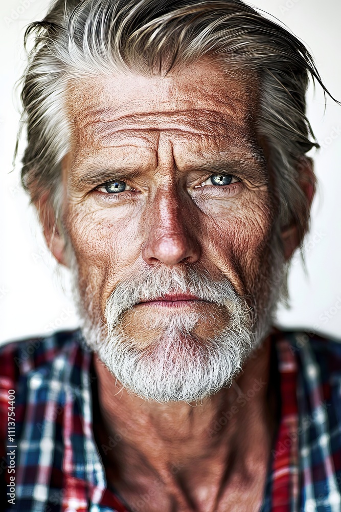 Picture for senior citizen ID or passport - elderly man with gray hair. Picture for senior citizen ID or passport - elderly man with gray hair.