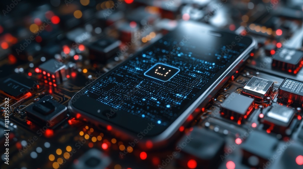 Fototapeta premium system warning hacked alert cyberattack on smartphone network cybersecurity vulnerability data breach illegal connection compromised information concept malicious software virus and cybercrim