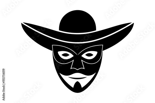 Zorro Mask Silhouette (Mexico) – Classic Mexican Hero Mask Design for Art & Print