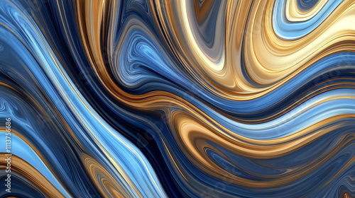 Abstract Blue and Gold Swirl Marble Texture Background