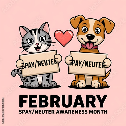 Cute Cat And Dog Promote Spay Neuter Awareness