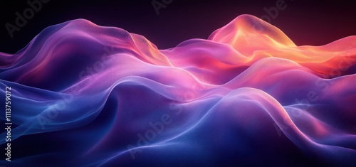 Minimalist Abstract Background Design 3D Render with Flowing Lines in Blue and Purple