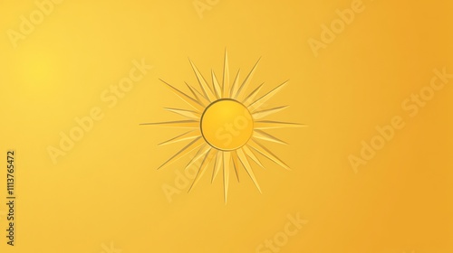 A simple illustration of a sun on a yellow background.