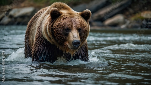 brown bear in the lake