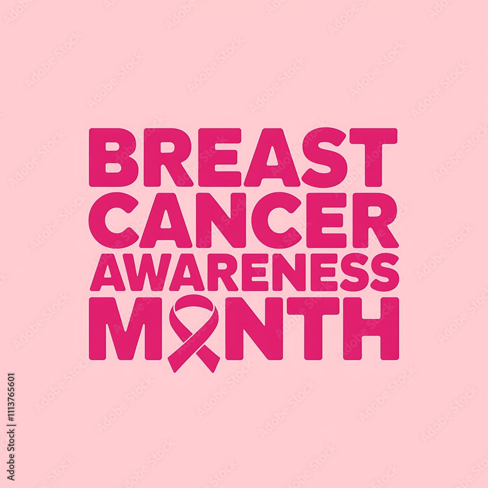 Breast Cancer Awareness Month Pink Ribbon Graphic