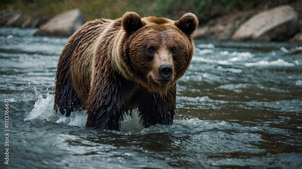 brown bear in water brown bear in water