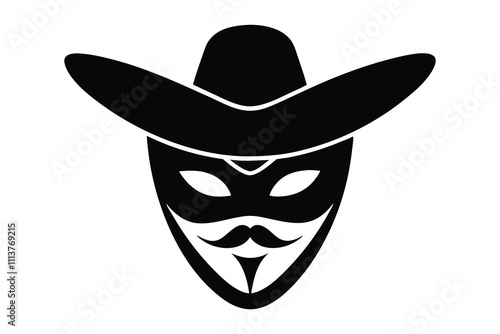 Zorro Mask Silhouette (Mexico) – Classic Mexican Hero Mask Design for Art & Print