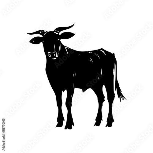 black and white bull