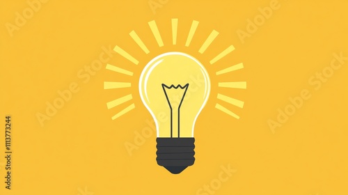 Simple light bulb illustration on a yellow background, symbolizing a new idea.