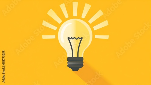 A glowing light bulb with rays of light emanating from it.