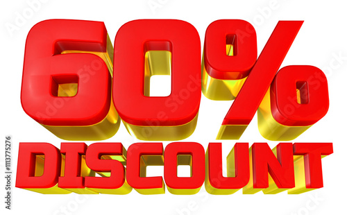 60 percent red offer dicount in 3d photo