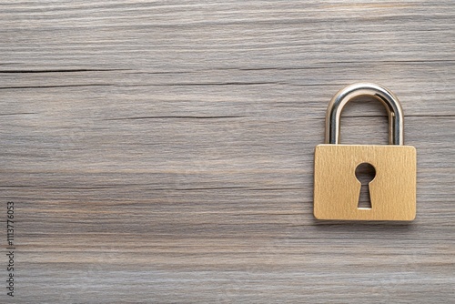 A wooden padlock rests on a textured wooden surface, symbolizing security and protection.