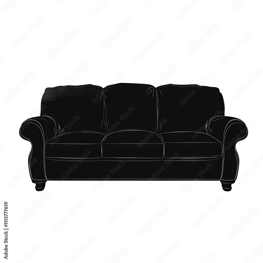 Fototapeta premium Elegant Black Sofa Sketch
