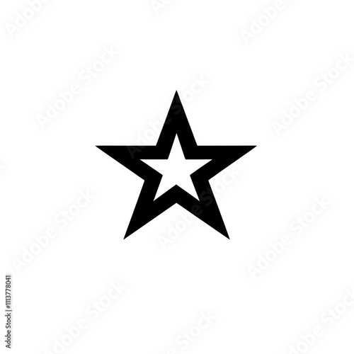 Black icon of Rating icon, black star png Minimalist flat icon, vector logo style sign clipart on a transparent background