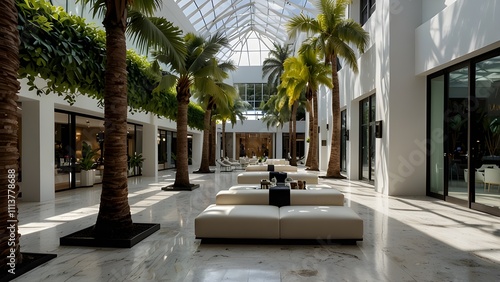 Chic and modern Palm Court in the Miami Design District, Miami, Florida, trendy, upscale, luxury, interior design