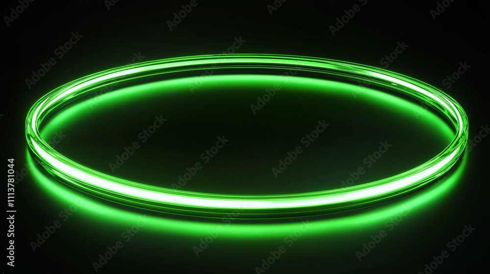 A circular green light gently glows in a dark space, creating an atmospheric effect that captivates viewers. The ring casts a soft illumination on nearby surfaces A circular green light gently glows in a dark space, creating an atmospheric effect that captivates viewers. The ring casts a soft illumination on nearby surfaces