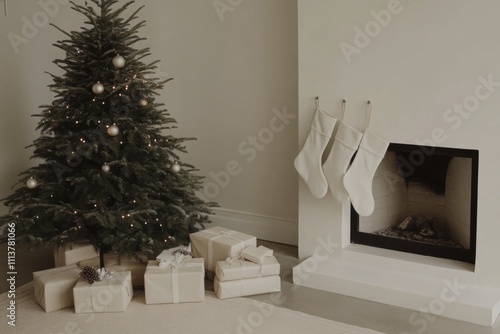 Wallpaper Mural Cozy holiday living room with Christmas tree and presents for festive decor ideas Torontodigital.ca