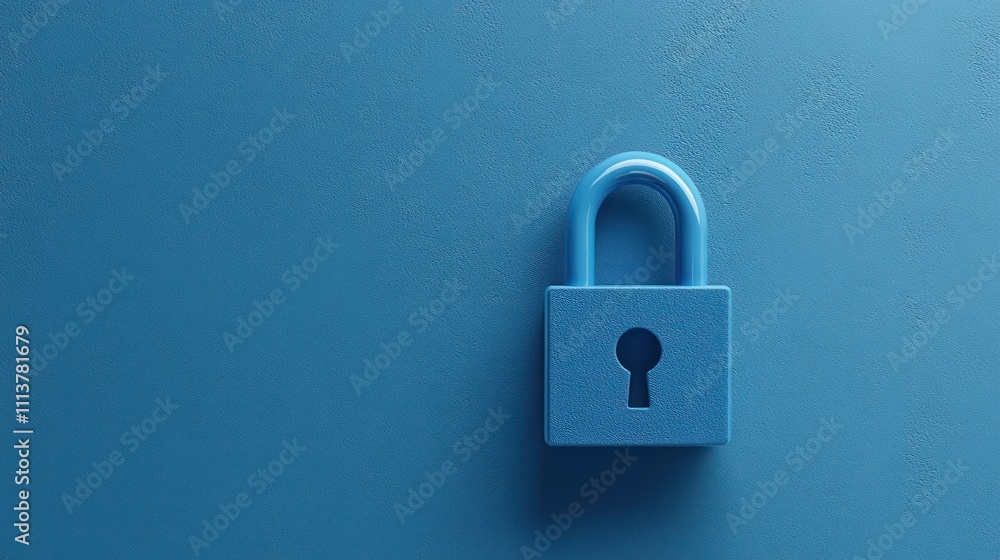 Blue Padlock on Blue Background Blue Padlock on Blue Background