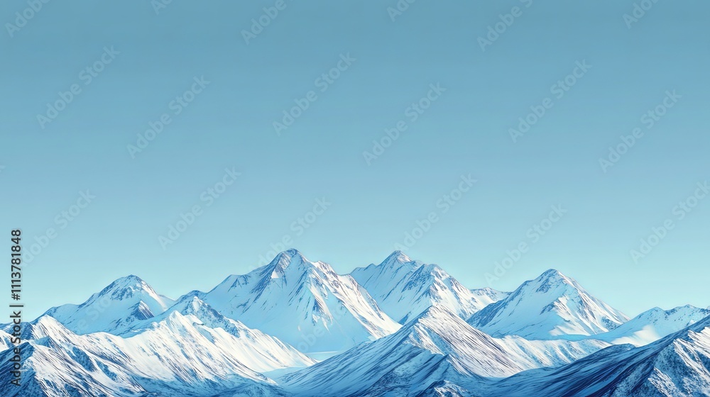 Majestic Snow-Covered Mountain Range Under a Clear Sky Majestic Snow-Covered Mountain Range Under a Clear Sky