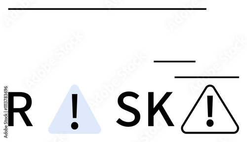 Triangular warning signs replace the letters I and A in the word risk, emphasizing caution. Ideal for safety, hazard communication, risk management, warnings, educational material, presentations