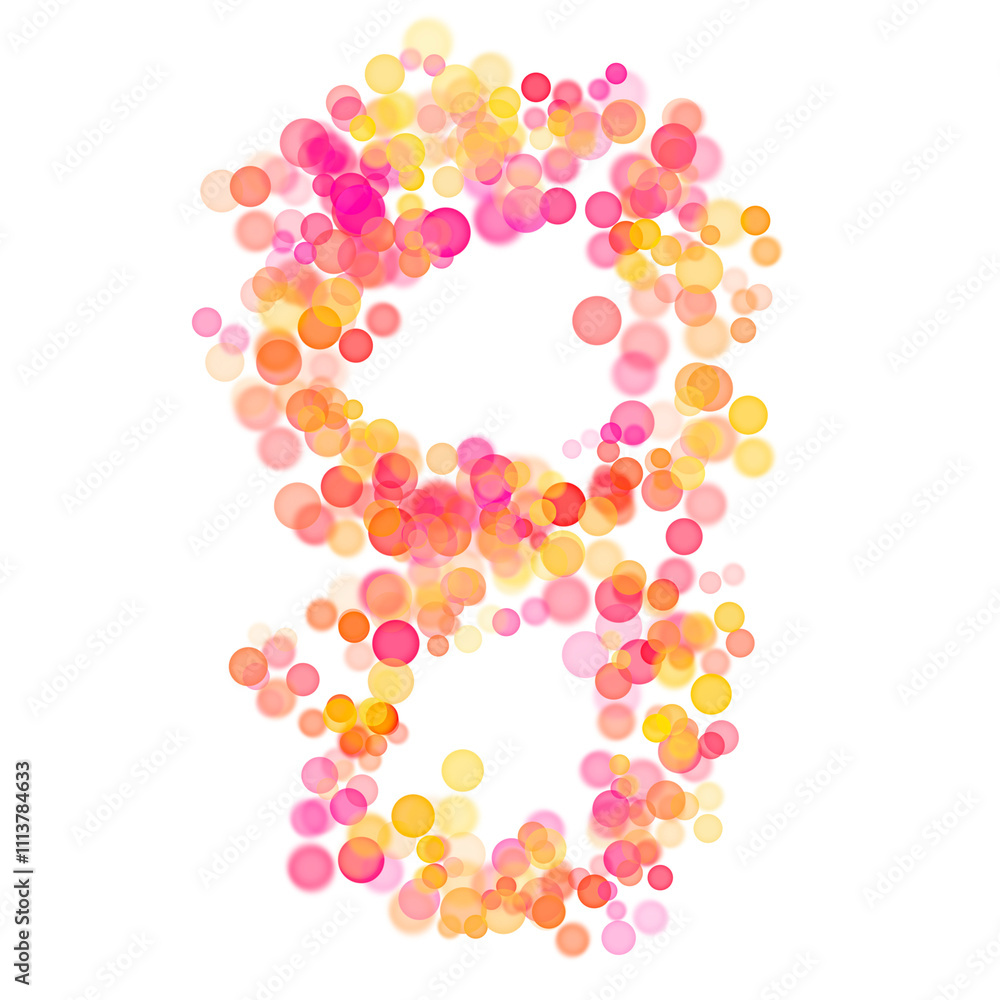 Number eight (8) made with multicolored bokeh lights effect, Bokeh abstract isolated on white background, Blur, Glitter, Defocused, Seamless polka dot pattern, Creative, Illustration design Number eight (8) made with multicolored bokeh lights effect, Bokeh abstract isolated on white background, Blur, Glitter, Defocused, Seamless polka dot pattern, Creative, Illustration design