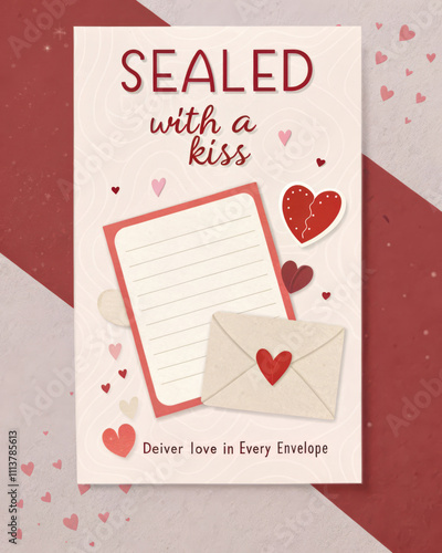 Sealed with kiss, this card expresses love and affection beautifully