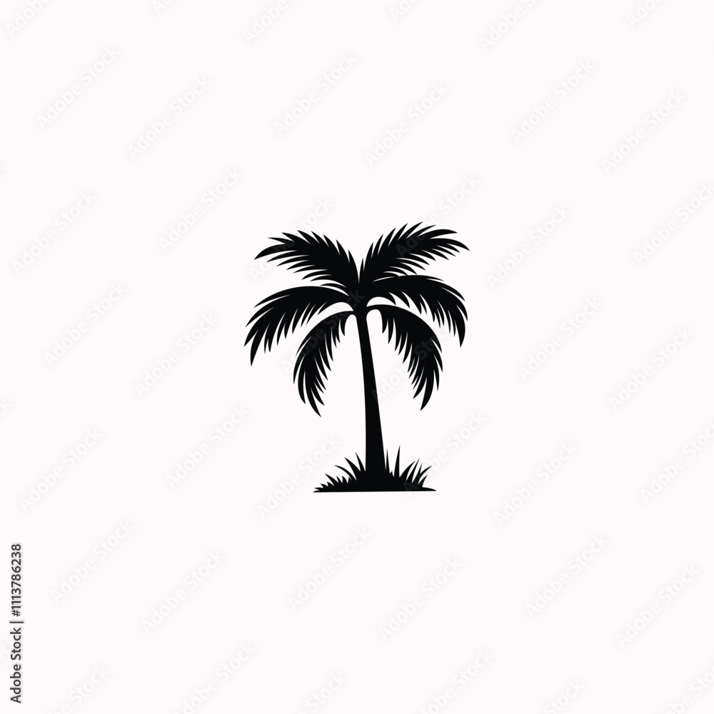 Obraz premium Palm tree vector, palm tree icon, coconut tree vector, silhouette palm tree