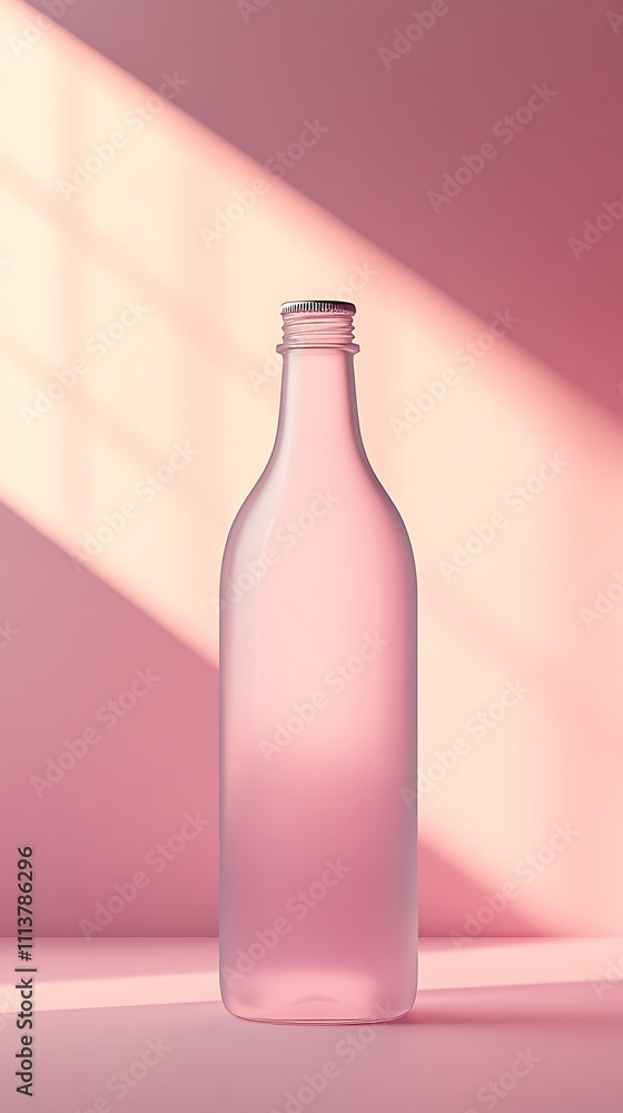 minimalistic packaging designs on pastel, Tall Frosted Glass Bottle on Pastel Background minimalistic packaging designs on pastel, Tall Frosted Glass Bottle on Pastel Background