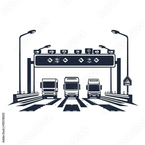 Black icon of Toll Road icon png Minimalist flat icon, vector logo style sign clipart on a transparent background