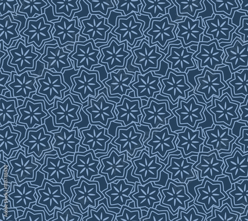 Japanese Overlap Star Flower Vector Seamless Pattern