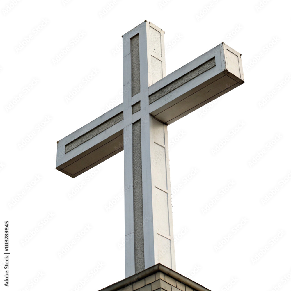 Fototapeta premium Elegant White and Black Cross with Transparent Background